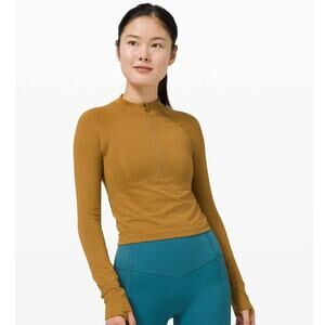 Lululemon Swiftly Tech 1/2 Zip 2.0 Cool Size 6 Spiced Bronze Tuscan Gold Cropped